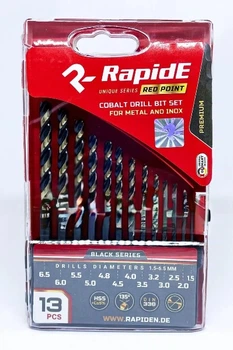 Набір кобальтових свердлів по металу RapidE RED POINT 13шт Black Series (1.5;2;2.5;3;3.2;3.5;4;4.5;4.)