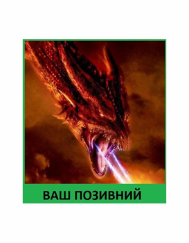 Шеврон патч " Атакующий дракон с вашим позывным " на липучке велкро