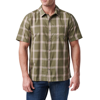 Рубашка тактическая 5.11 Tactical Nate Short Sleeve Shirt 2XL Sage Green Plaid