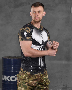 Армейская мужская потоотводящая футболка С Черепом 2XL черная+мультикам (86424)