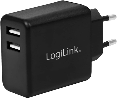 Ładowarka sieciowa LogiLink 2-Port USB-A/USB-C 12 W Czarna (4052792055078)