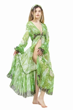 Халат пляжный женский в пол из шифона 98-п.з One size (S-L) Зеленый (2000012481017)