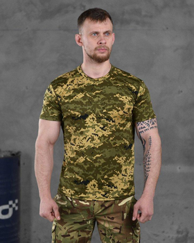 Тактична чоловіча потовідвідна футболка з Гербом України XL піксель (86494)