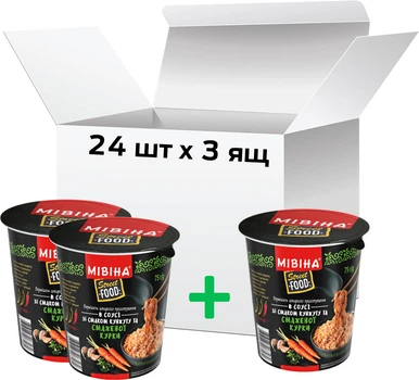 Набір вермішелі швидкого приготування Мівіна Street Food Street Food в соусі зі смаком кунжуту та смаженої курки 75 г х 24 шт х 3 упаковки (7613287067296_3)