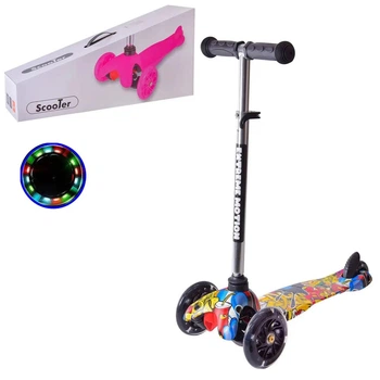 Самокат детский трехколесный ScooTer с подсветкой колес принт Граффити