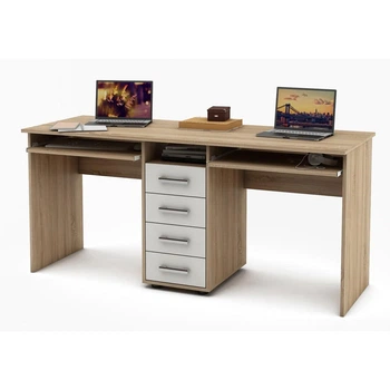 Комп'ютерний стіл із тумбою для 2 дітей Kidsbunkbed 164 х 60 х 75 см колір дуб сонома білий