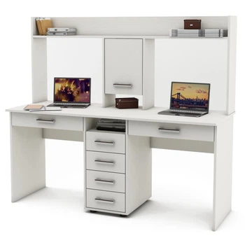 Компьютерный стол для 2 детей с с надстройкой Kidsbunkbed 163 х 60 х 145 см белый