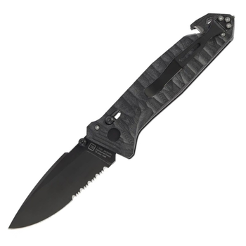 Ніж TB Outdoor CAC S200 Army Knife G10 напівсерейтор (довжина 230 мм, лезо 85 мм), чорний