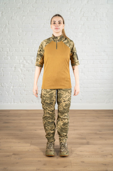 Жіноча армійська форма убакс короткий рукав та штани з кишенями CoolMax ріп-стоп standart Піксель Койот (630) , S