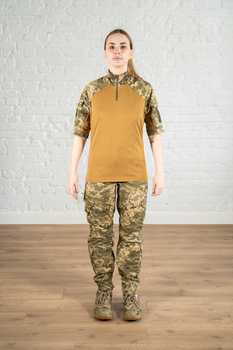 Жіноча армійська форма убакс короткий рукав та штани з кишенями CoolMax ріп-стоп standart Піксель Койот (630) , M