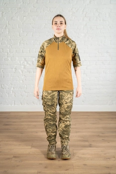 Жіноча армійська форма убакс короткий рукав та штани з кишенями CoolMax ріп-стоп standart Піксель Койот (630) , XL