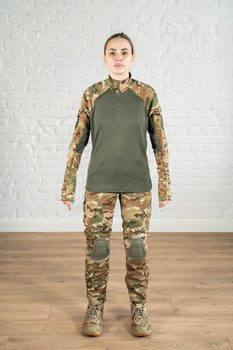 Военная женская форма убакс и штаны с наколенниками рип-стоп CoolMax standart Мультикам Олива (634) , S