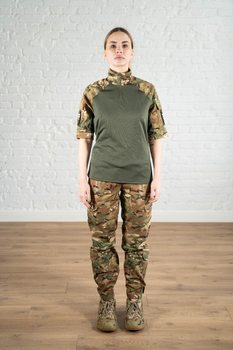Військова жіноча форма убакс короткий рукав та штани з кишенями CoolMax ріп-стоп standart Мультикам Олива (628) , L