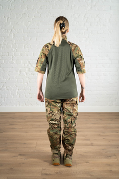 Військова жіноча форма убакс короткий рукав та штани з кишенями CoolMax ріп-стоп standart Мультикам Олива (628) , L