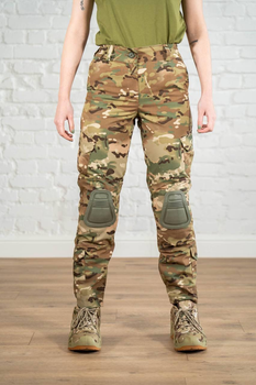 Военные женские брюки со вставными наколенниками рип-стоп Мультикам Олива (672) , M