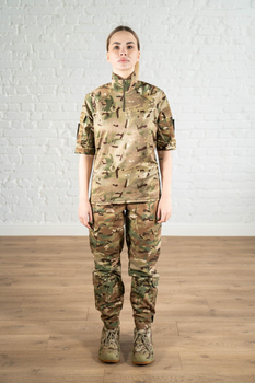 Тактическая женская форма убакс короткий рукав и штаны с карманами рип-стоп CoolMax standart Мультикам (626) , L