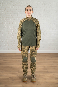 Женская военная форма убакс и штаны с наколенниками CoolMax рип-стоп standart Пиксель Олива (637) , S