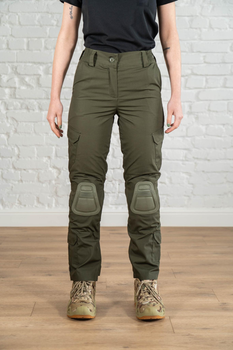 Женские военные брюки со вставными наколенниками рип-стоп Олива (675) , L