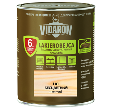 Лакобейц защитно-декоративный Vidaron L01 бесцветный 2.5 л
