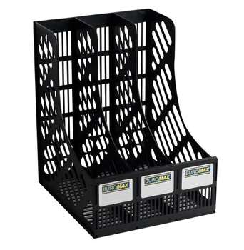 Лоток для паперів пластиковий вертикальний Buromax 3 в 1 чорний (BM.6100)