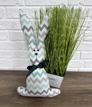 Кролик пасхальный Zig-zag green текстильный 45 см зеленый