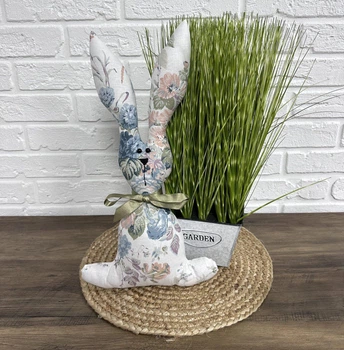 Кролик пасхальный текстильный Nude flowers 45 см голубой