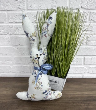 Кролик пасхальный Sakura blue текстильный 45 см голубой