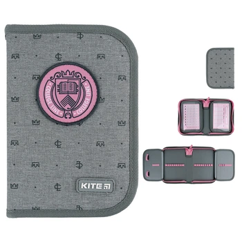 Пенал без наполнения Kite College Line K24-622-1, 1 отделение, 2 отворота 20x14x3.9 серый