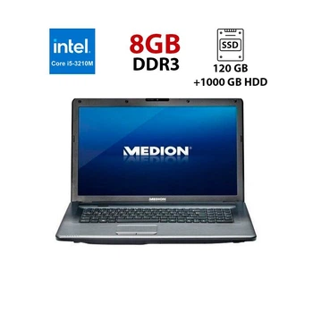 Ноутбук Medion Akoya P7816 / 17.3" (1600x900) TN / Intel Core i5-3210M (2 (4) ядра по 2.5 - 3.1 GHz) / 8 GB DDR3 / 120 GB SSD + 1000 GB HDD / nVIDIA GeForce GT645M, 1 GB DDR3, 128-bit / WebCam б/в