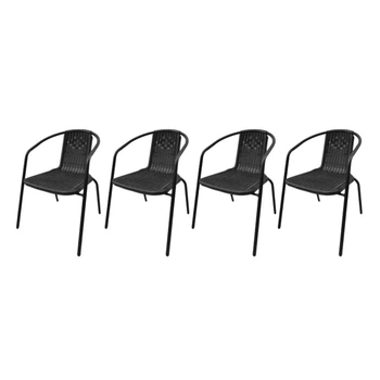 Комплект 4шт. садовых стульев с искусственного ротанга Garden Chair Prato SC-039P Чёрный