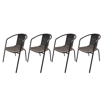 Комплект 4шт. садовых стульев с искусственного ротанга Garden Chair Prato SC-039P Коричневый