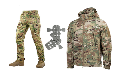 M-tac комплект куртка Shoft Shell тактична штани із вставними наколінниками мультикам M