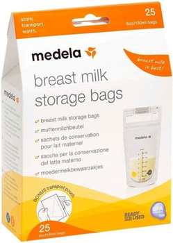 Torebki do przechowywania mleka matki Medela 25 szt x 180 ml (7612367050418)