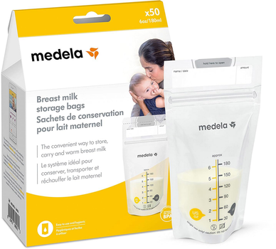 Torebki do przechowywania mleka matki Medela 50 szt x 180 ml (7612367050487)