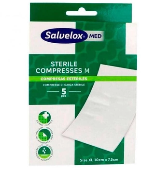 Стирильний компрес Salvelox Med Sterile Compresses Absorbent and Breathable M 10 см х 7.5 см 5 шт (7310610025908)