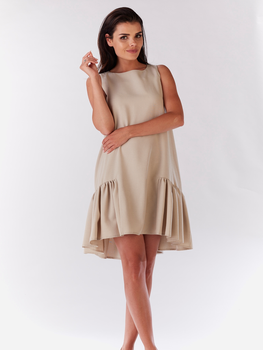 Sukienka trapezowa damska mini Awama A176 M Beżowa (5902360588554)