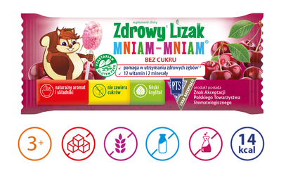 Полезный леденец Zdrowy lizak без сахара 1шт. (вишня)
