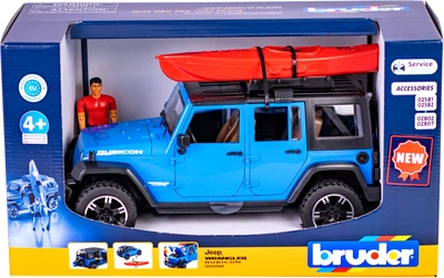 Ігровий набір Bruder Автомобіль Jeep Wrangler Rubicon Unlimited з каяком та фігуркою 02529 (4001702025298)