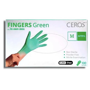 Рукавички нітрилові CEROS Fingers Green, 100 шт (50 пар), M