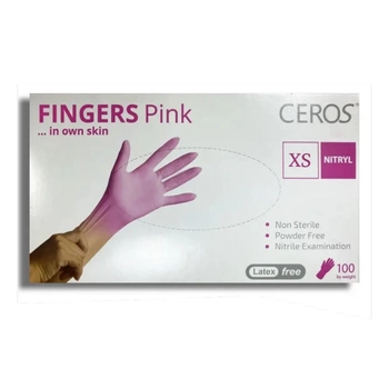 Рукавички нітрилові CEROS Fingers Pink, 100 шт (50 пар), XS