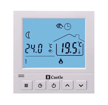 Программируемый терморегулятор Castle AC819H / Белый / Для электрического тёплого пола и обогревателй