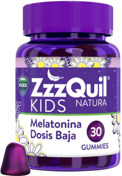 Жувальні цукерки для дітей Vicks Zzzquil Natura Kids Мелатонин 30 шт (8700216064743)