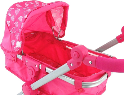 Wózek dla lalki Adar Różowy w serduszka 62 cm Pink (5901271534063)