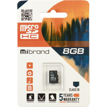 MicroSDHC Mibrand 8Gb class 6 (MICDC6/8GB)