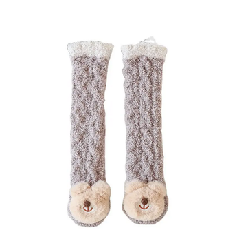 Теплі шкарпетки дитячі з м'якої махрової тканини коричневі one size 0-4 роки