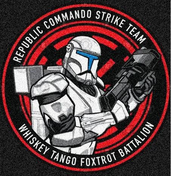 Шеврон патч " Star Wars Republic commando strike team бело-чёрный " на липучке велкро