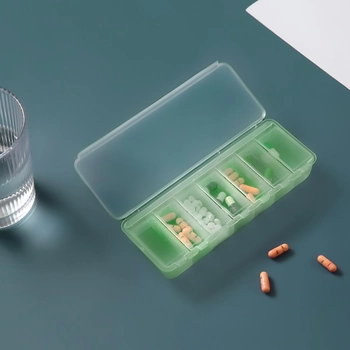 Органайзер для таблеток на 7 отделений МВМ MY HOME PC-23 T/GREEN прозрачный/зеленый