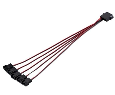 Переходник для кулера MOLEX -> 5шт 3/4 pin 12В 27 см фанхаб pin hub CASE FAN (790918594-1) Черно-Красный