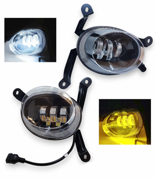Светодиодные двухцветные противотуманные фары ПТФ Chevrolet Aveo T250 5Led 80W Шевроле Авео Белый Жёлтый свет (05512)