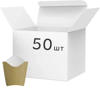Упаковка для картошки фри Альфа Папер Кап Midi Крафт Белый 50 шт (4885845697839)